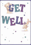 This get well card brings an immediate smile, its design echoing the friendliness found on the streets of Enfield Wash. A sweet bear and floppy-eared dog, depicted with warm, painterly strokes, balance and hold oversized 'Get Well' letters shaded in gradients of teal and purple-colours that gleam against the tranquil cream background. Scattered stars, shimmering in tones both gentle and bold, hover around the duo, creating an atmosphere filled with hope and gentle joy. The animals' plush textures are rendered so vividly, one can almost imagine the comforting feel of a bear hug or a puppy's soft nuzzle, making the card wonderfully tactile in spirit. Like sending a thoughtfully arranged bouquet from a local florist, this card is designed to wrap the recipient in assurance and kindness, perfect for those resting and recovering anywhere in Enfield Wash. Each visual element, from the confident lettering to the whimsical stars, is carefully curated to offer encouragement and a gentle reminder of community care.